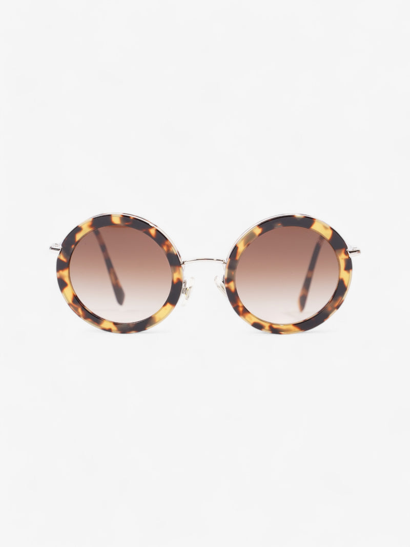  Miu Miu Round Frame Sunglasses Tortoise  / Silver Acetate 140mm
