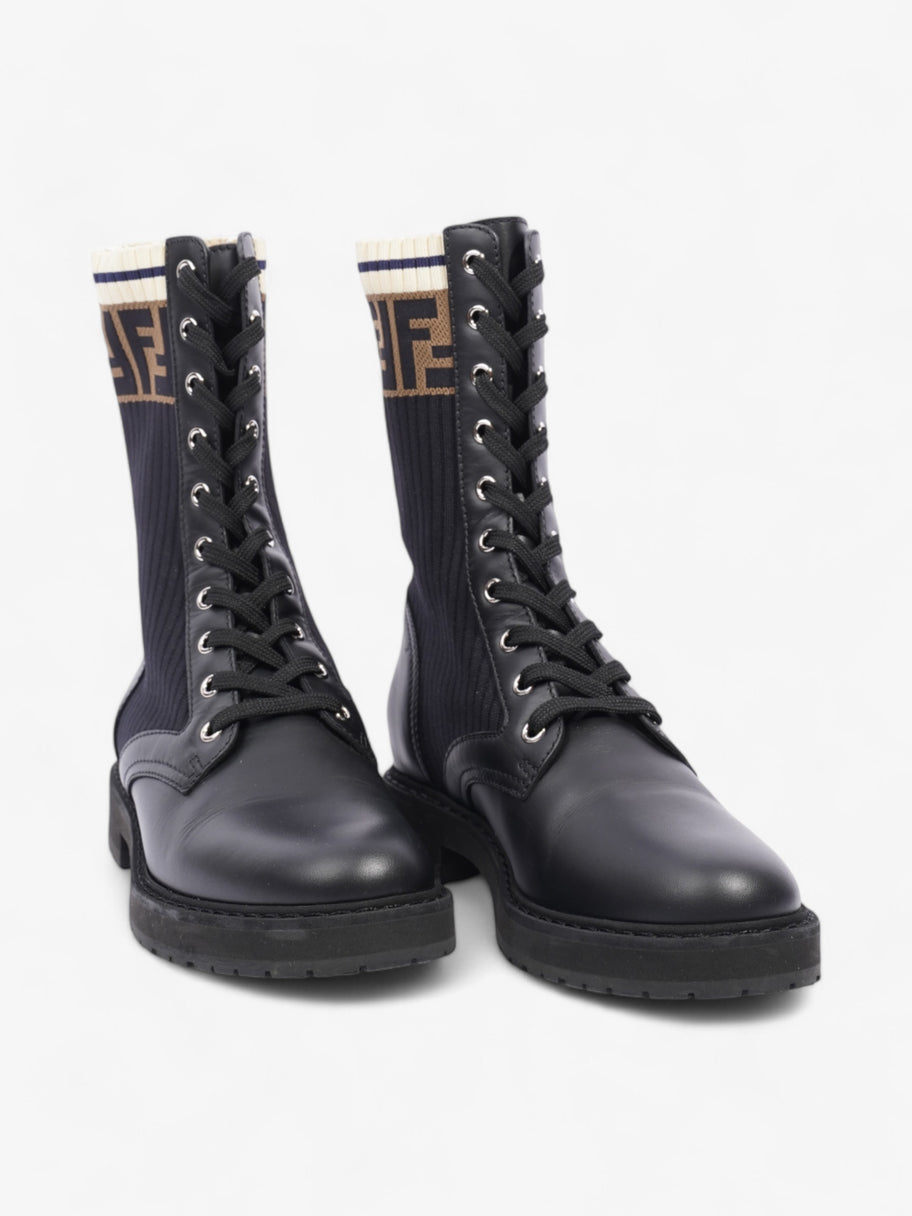 Fendi Rockoko Boots Black / Brown Leather EU 38 UK 5 Image 2