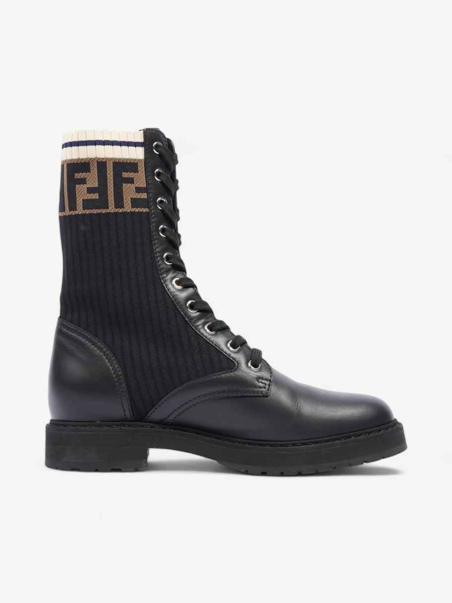 Fendi Rockoko Boots Black / Brown Leather EU 38 UK 5 Image 4