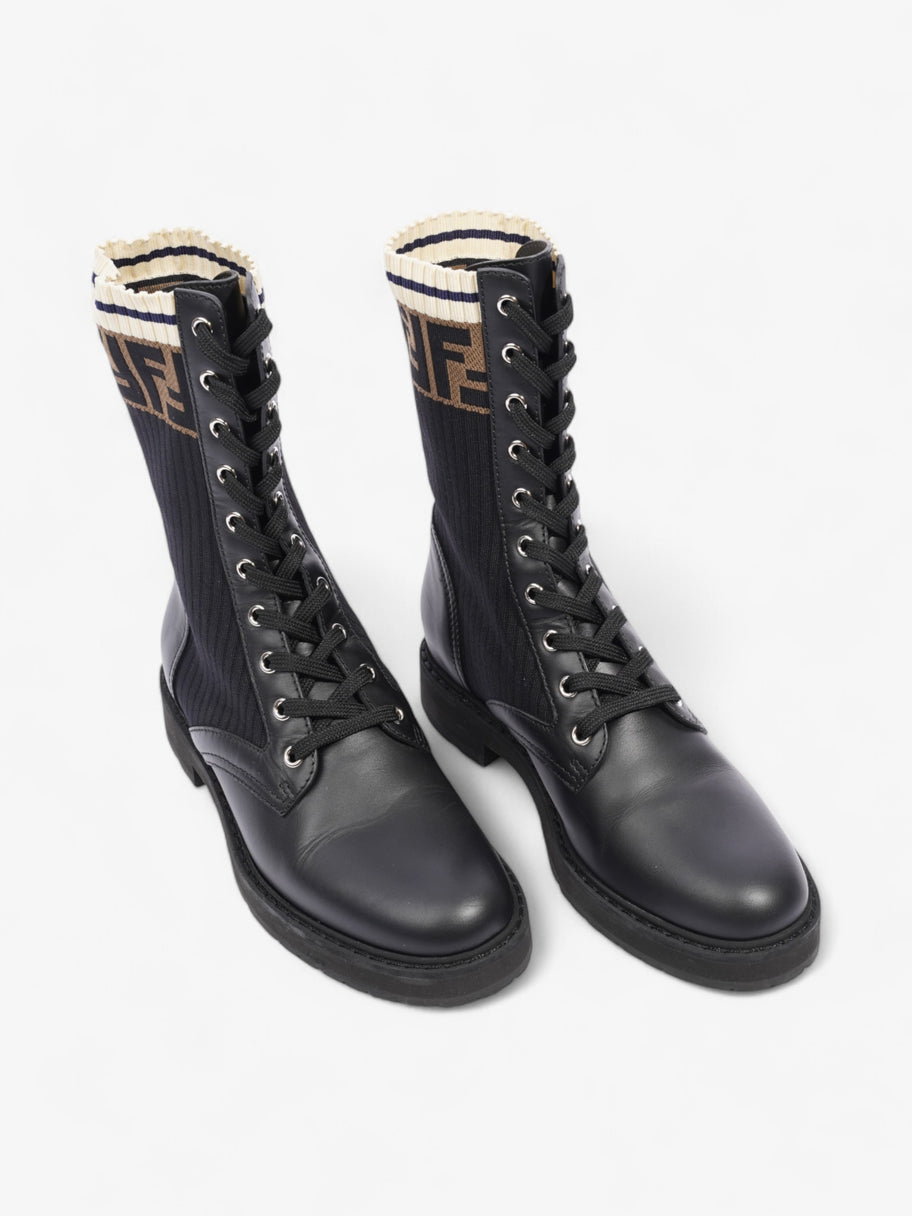 Fendi Rockoko Boots Black / Brown Leather EU 38 UK 5 Image 8