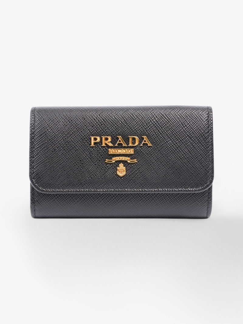  Prada Key Holder Black Saffiano Leather
