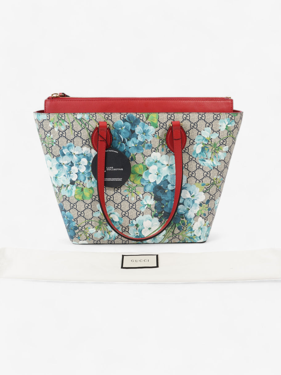 Gucci Linea A Zip Tote GG Supreme / GG Bloom / Red Coated Canvas Medium Image 10