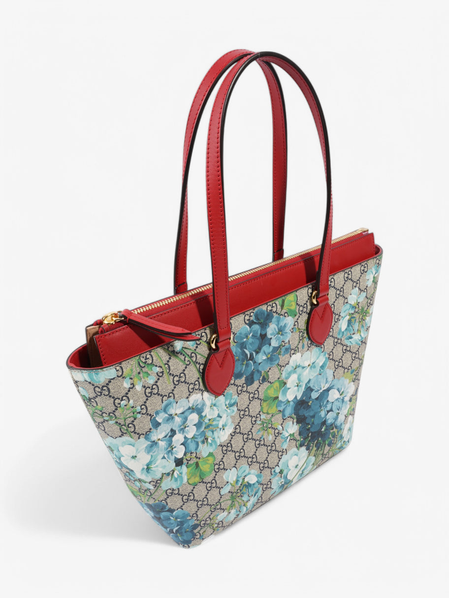 Gucci Linea A Zip Tote GG Supreme / GG Bloom / Red Coated Canvas Medium Image 7