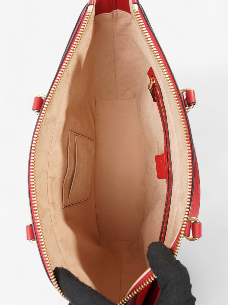 Gucci Linea A Zip Tote GG Supreme / GG Bloom / Red Coated Canvas Medium Image 8