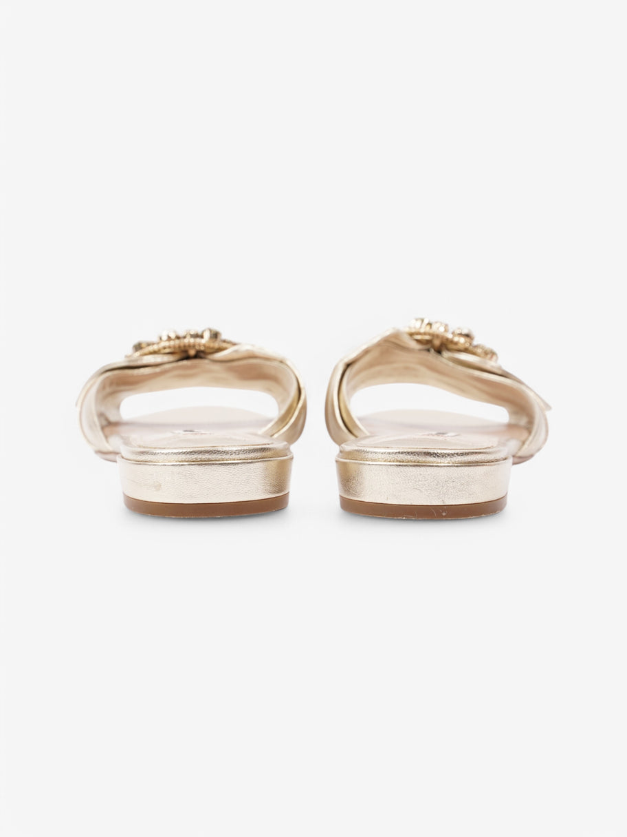 Miu Miu Crystal Embellished Slides Gold Leather EU 41 UK 8 Image 6