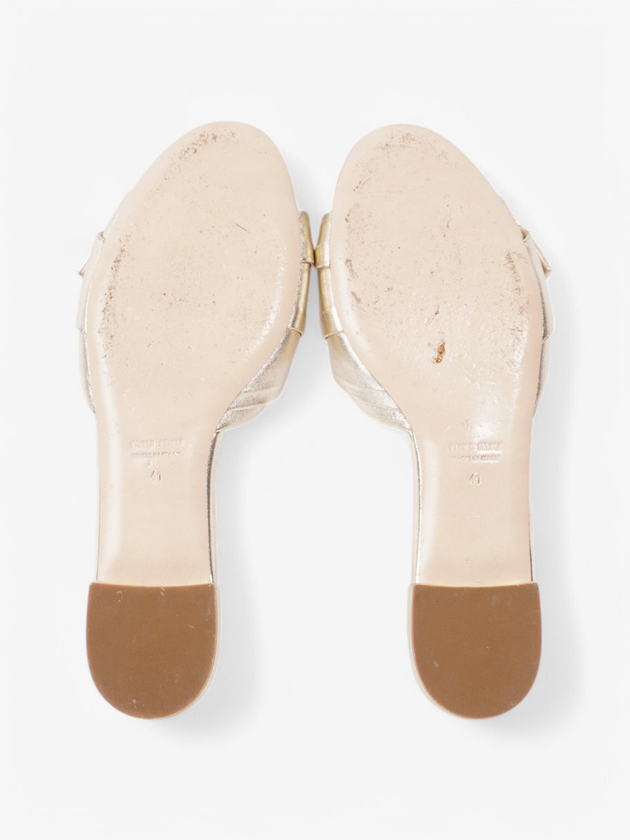 Miu Miu Crystal Embellished Slides Gold Leather EU 41 UK 8 Image 7