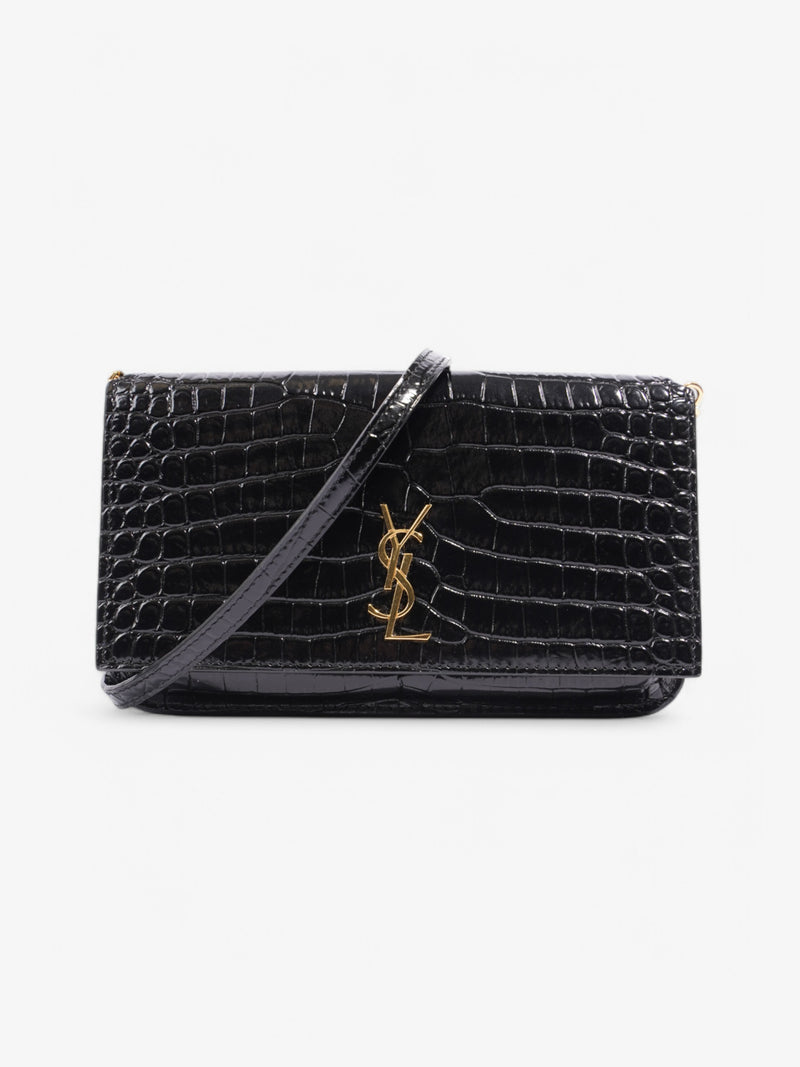  Saint Laurent Cassandre Black Embossed Leather