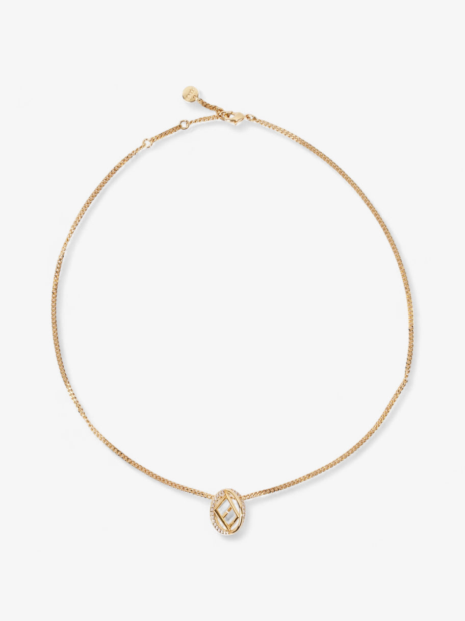 Fendi F is Fendi Circle Pendant Necklace Gold / Crystal Base Metal Image 1