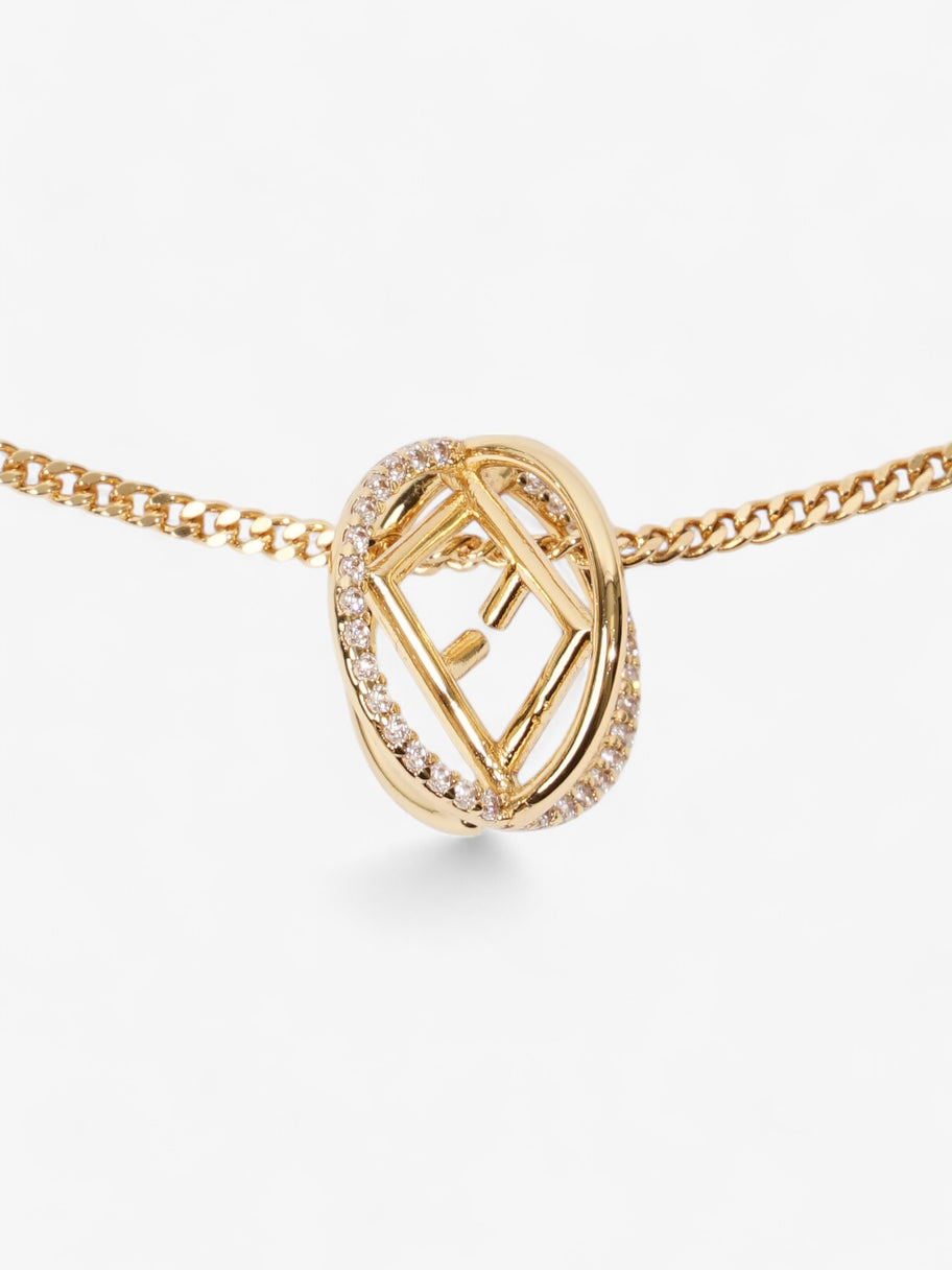 Fendi F is Fendi Circle Pendant Necklace Gold / Crystal Base Metal Image 3