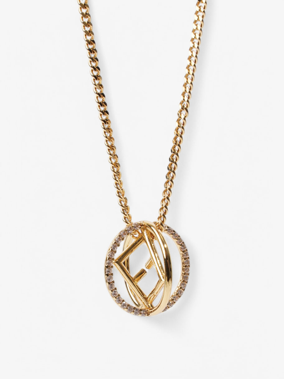 Fendi F is Fendi Circle Pendant Necklace Gold / Crystal Base Metal Image 5