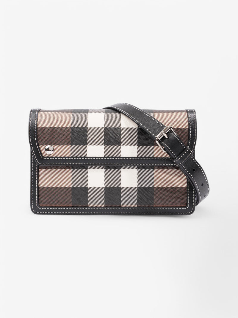  Burberry Crossbody Bag Dark Check Coated Canvas 13cm x 5cm x 20cm