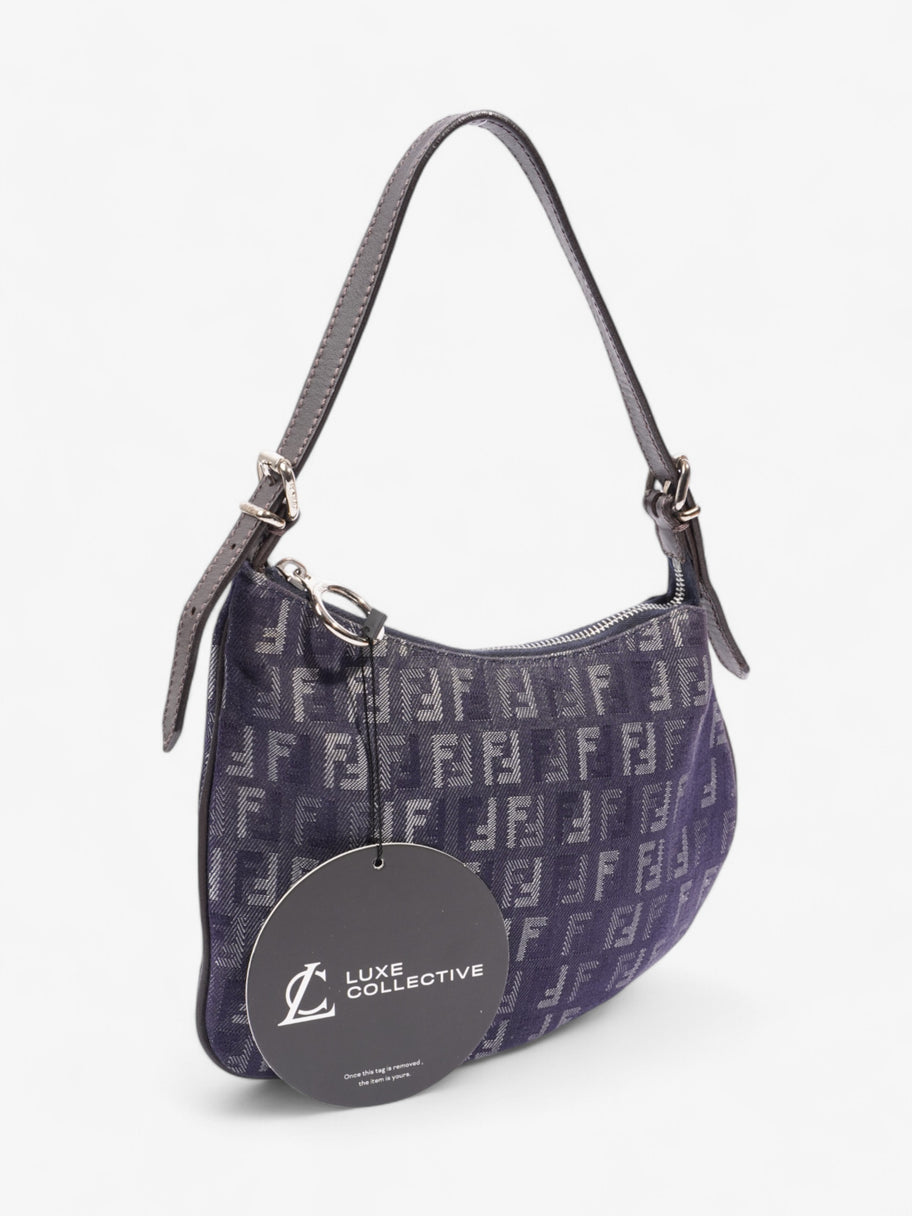 Fendi Oyster Shoulder Bag Navy Blue Canvas Image 9