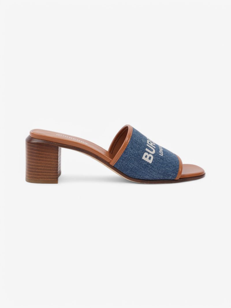  Burberry Denim Mules 55 Blue / Brown Denim EU 38 UK 5