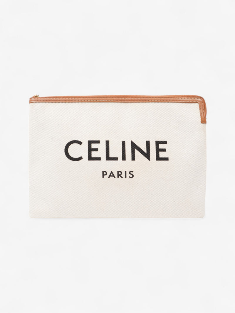  Celine Pouch Beige / Brown Cotton