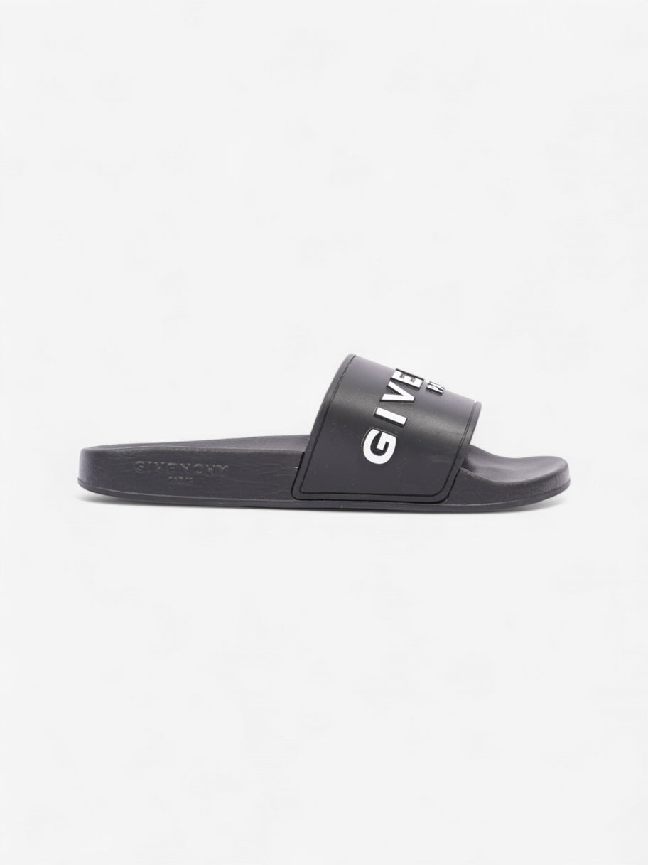 Givenchy Logo Embossed Slides Black / White Rubber EU 37 UK 4 Image 1