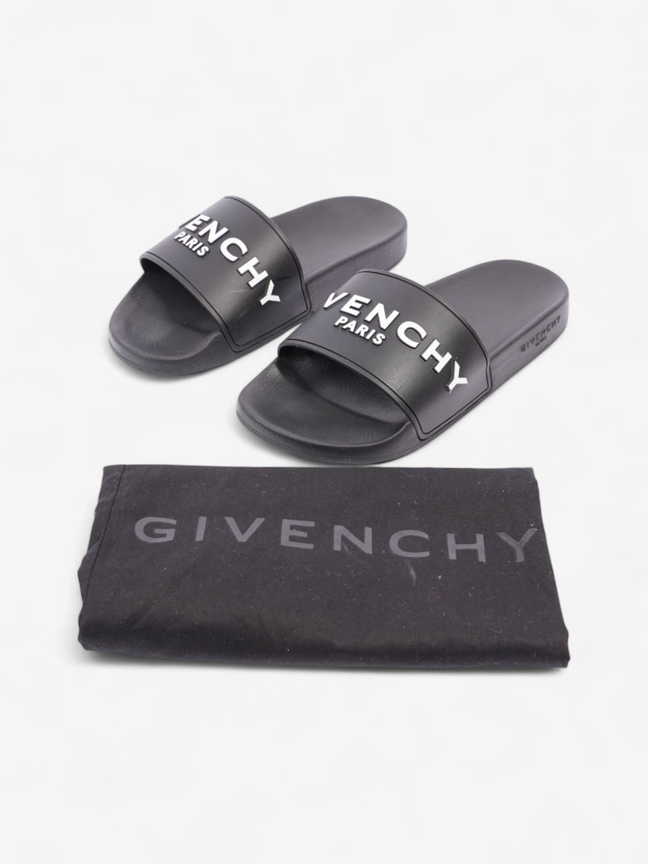 Givenchy Logo Embossed Slides Black / White Rubber EU 37 UK 4 Image 10