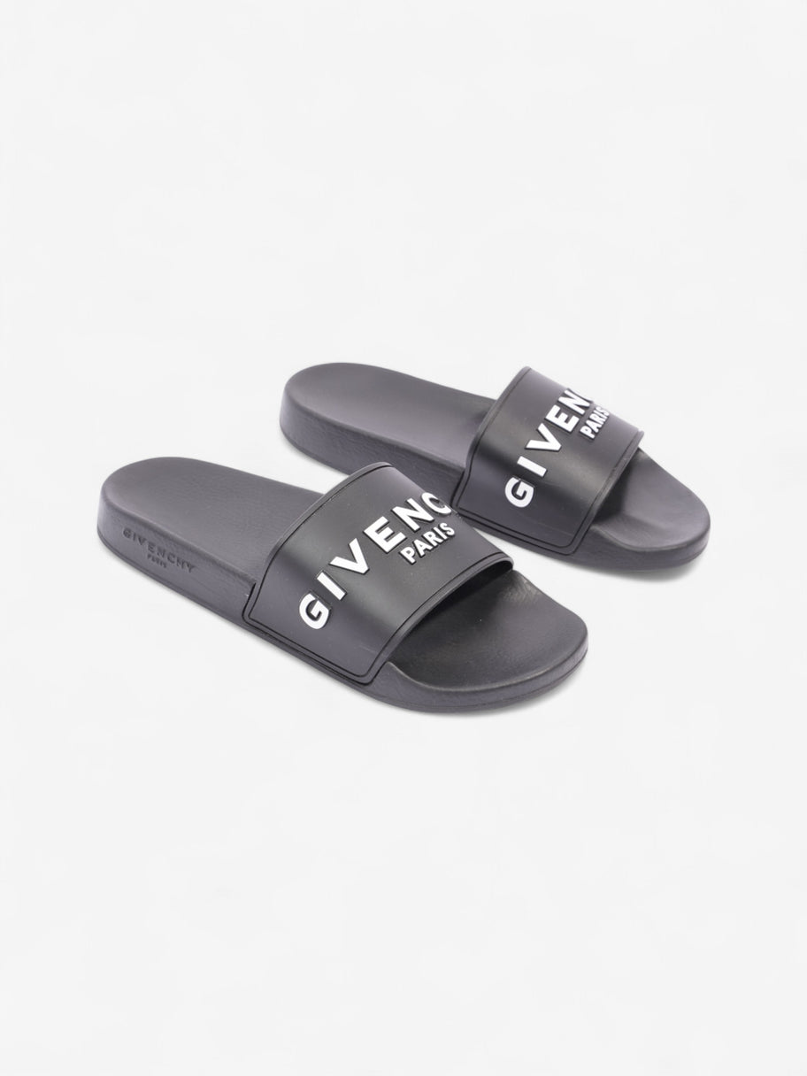 Givenchy Logo Embossed Slides Black / White Rubber EU 37 UK 4 Image 2