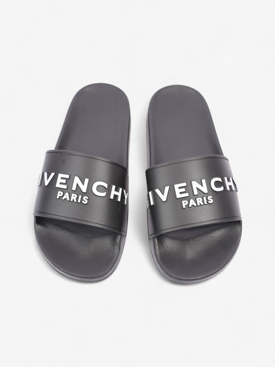 Givenchy Logo Embossed Slides Black / White Rubber EU 37 UK 4 Image 8