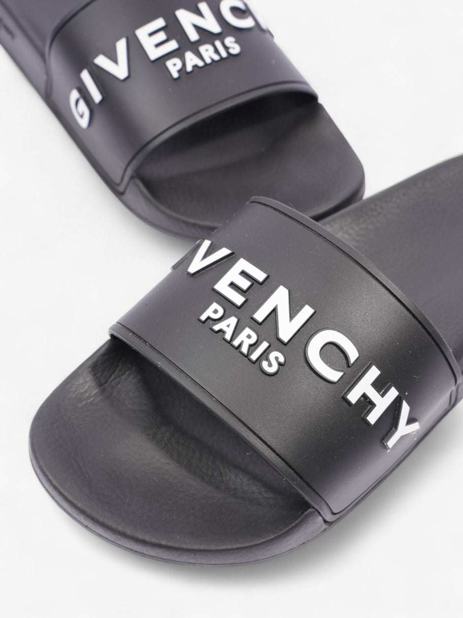 Givenchy Logo Embossed Slides Black / White Rubber EU 37 UK 4 Image 9
