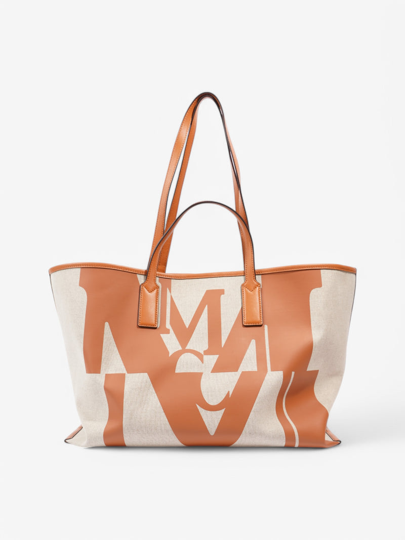  MCM Large Tote Bag Beige  / Brown Canvas Large