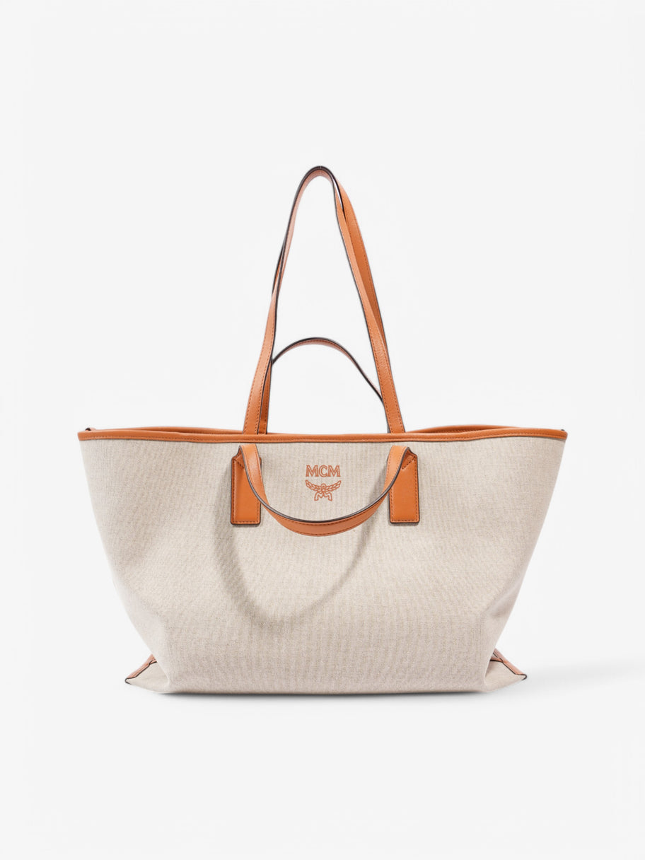 MCM Large Tote Bag Beige  / Brown Canvas Large Image 4