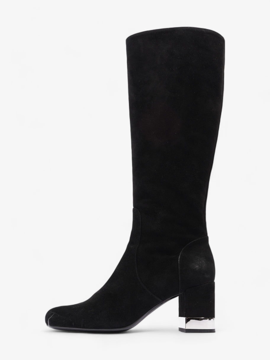 Saint Laurent Babies 70 Tall Boots 70mm Black / Silver Suede EU 37 UK 4 Image 5