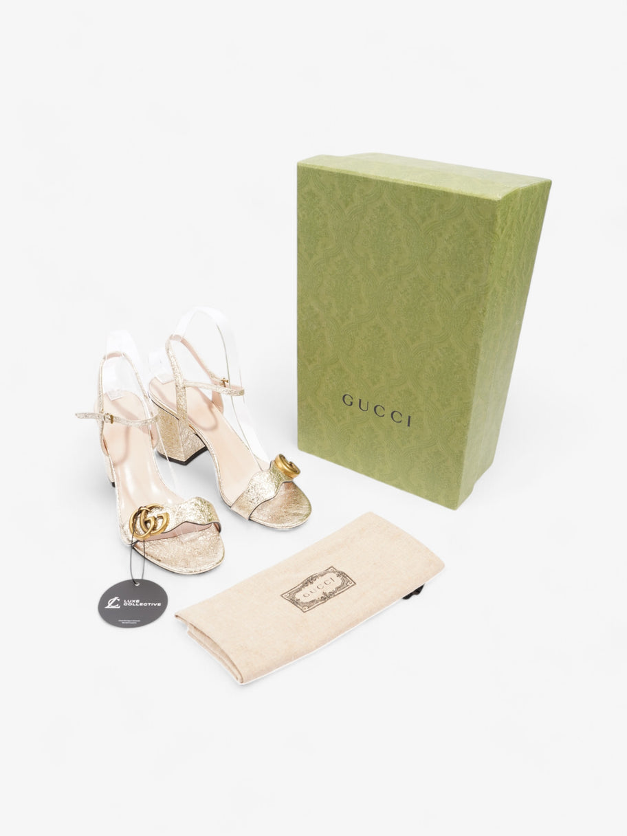 Gucci GG Marmont Ankle Strap Sandals 75mm Gold Leather EU 37.5 UK 4.5 Image 10
