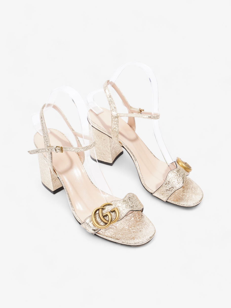 Gucci GG Marmont Ankle Strap Sandals 75mm Gold Leather EU 37.5 UK 4.5 Image 2