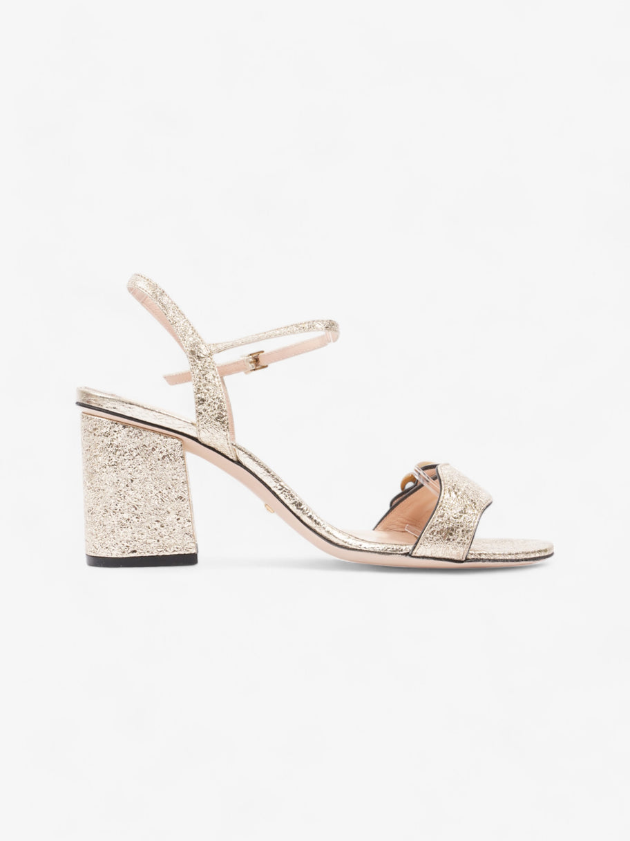 Gucci GG Marmont Ankle Strap Sandals 75mm Gold Leather EU 37.5 UK 4.5 Image 4