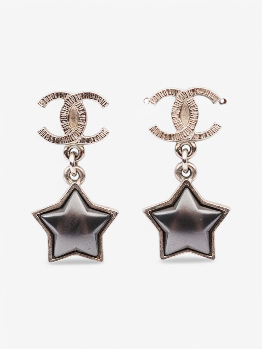 Chanel Star Stud Earrings Black Base Metal Image 1