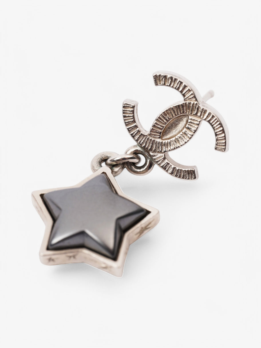 Chanel Star Stud Earrings Black Base Metal Image 3