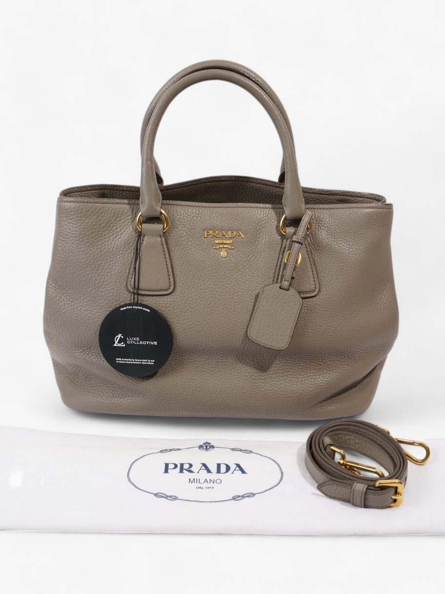Prada Vitello Daino Middle Zip Tote Grey Leather Image 10