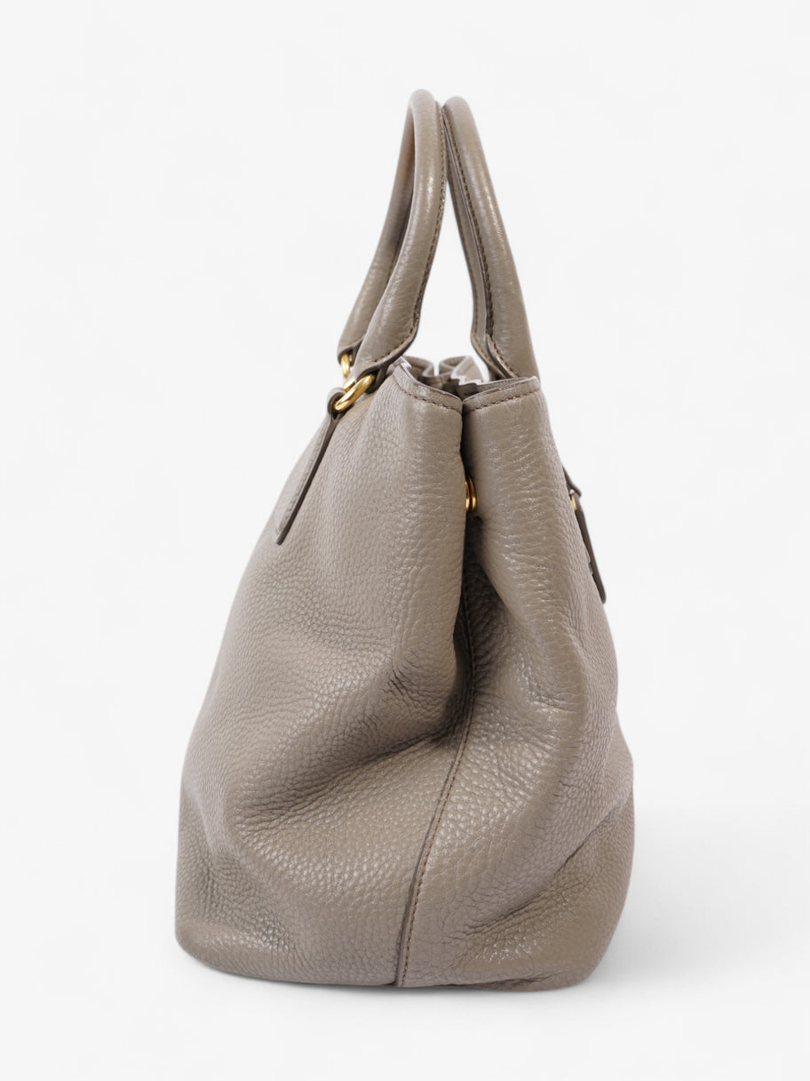 Prada Vitello Daino Middle Zip Tote Grey Leather Image 3