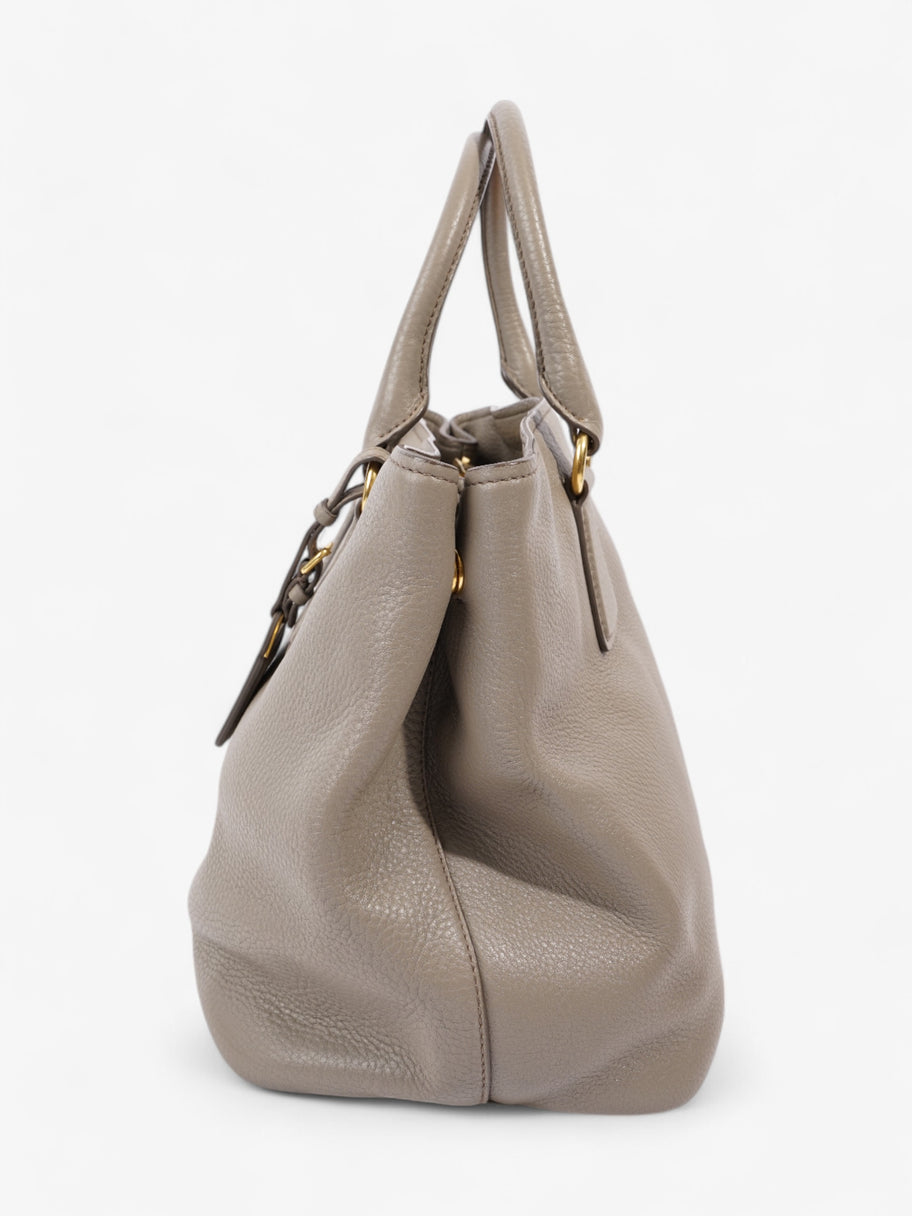 Prada Vitello Daino Middle Zip Tote Grey Leather Image 5