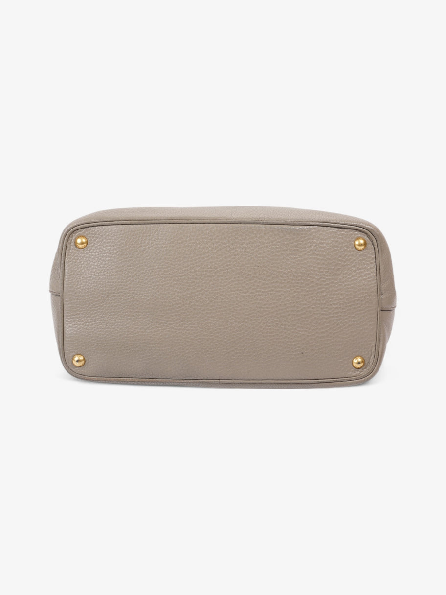 Prada Vitello Daino Middle Zip Tote Grey Leather Image 6