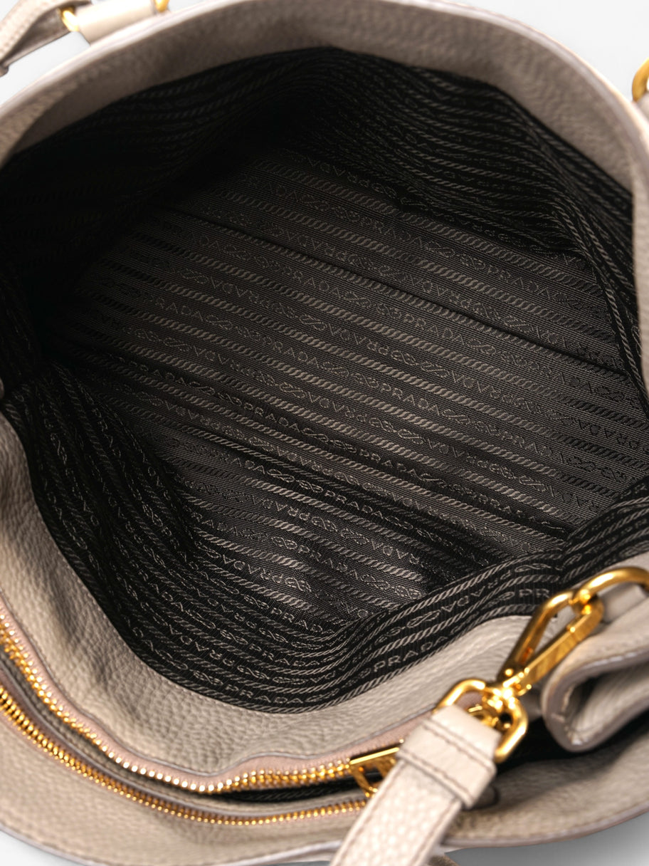 Prada Vitello Daino Middle Zip Tote Grey Leather Image 7