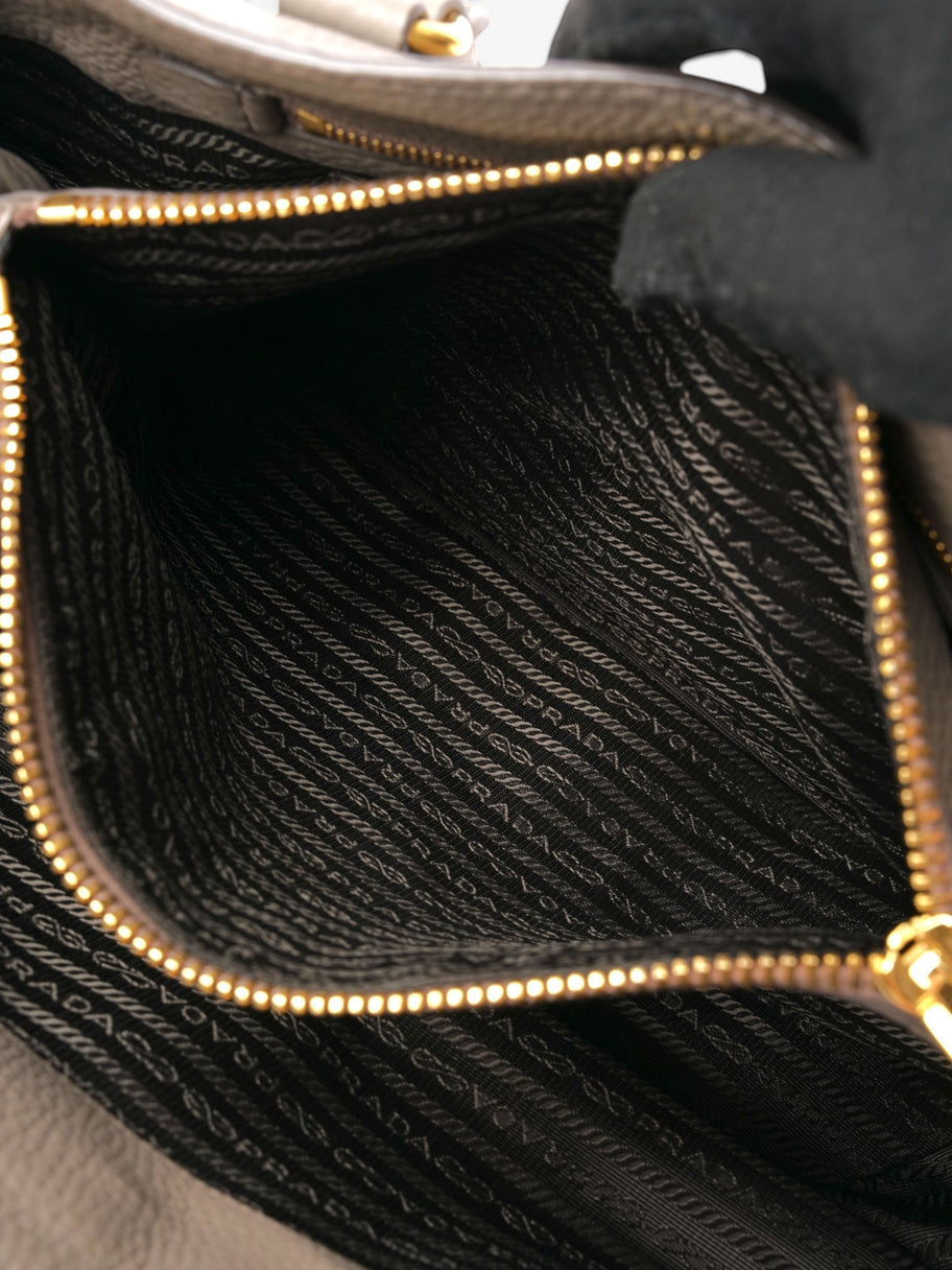 Prada Vitello Daino Middle Zip Tote Grey Leather Image 9