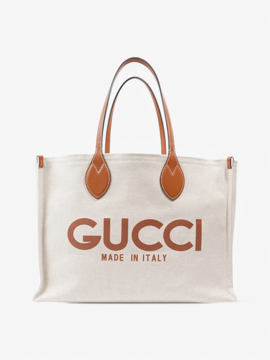 Gucci Gucci Logo-print  White  / Brown Canvas Large Image 1