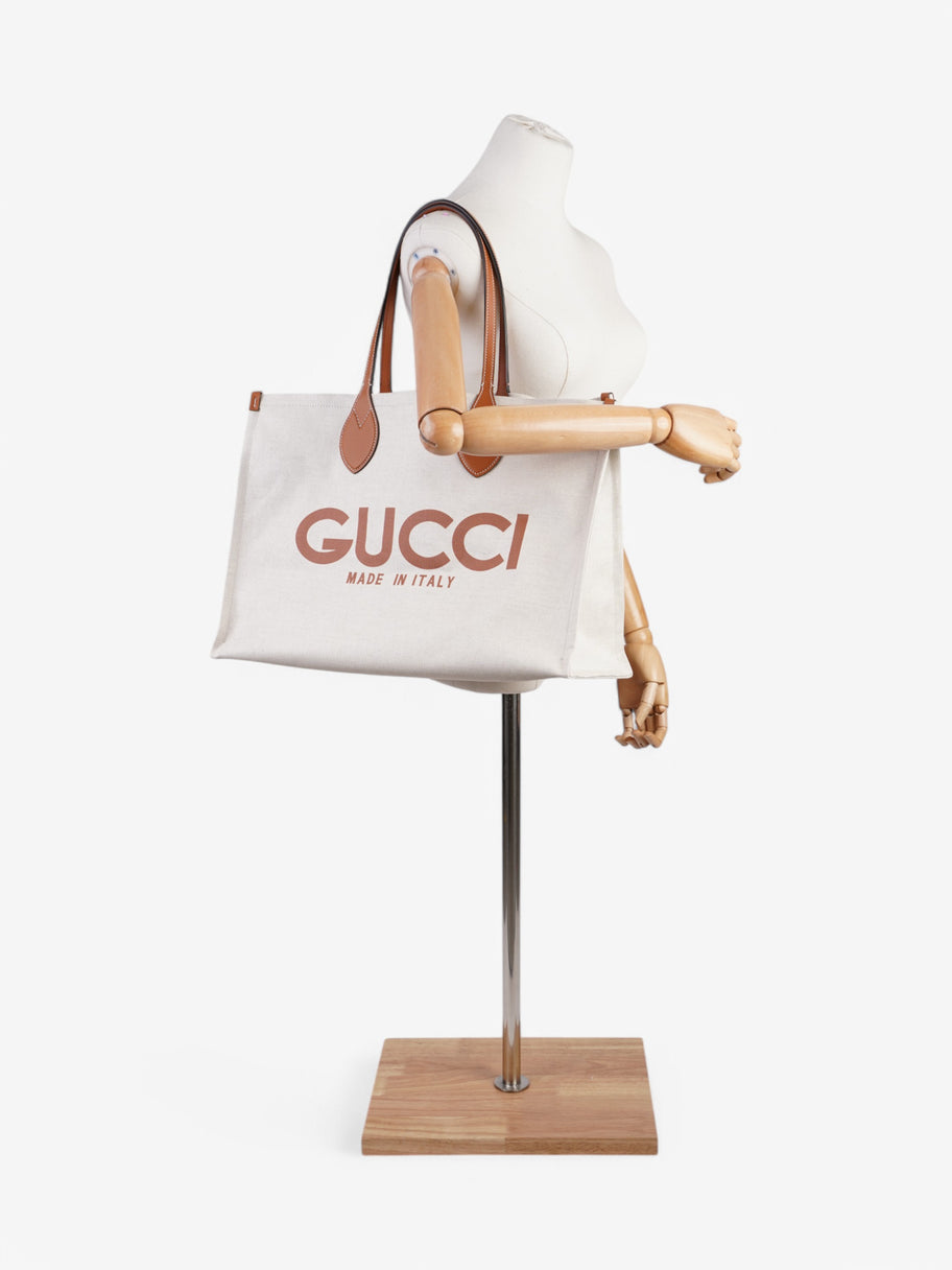 Gucci Gucci Logo-print  White  / Brown Canvas Large Image 2