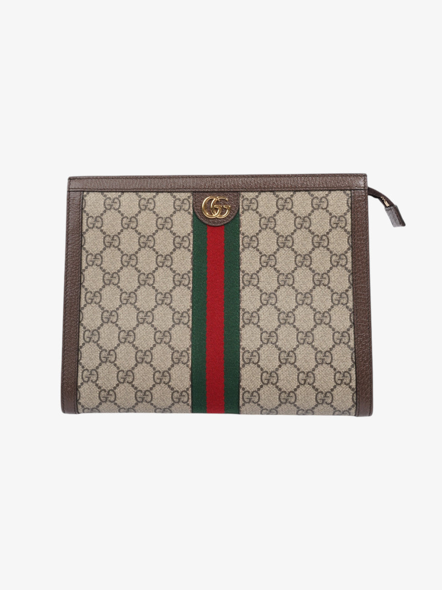 Gucci Ophidia Pouch Beige  / Brown / Green Coated Canvas Image 1