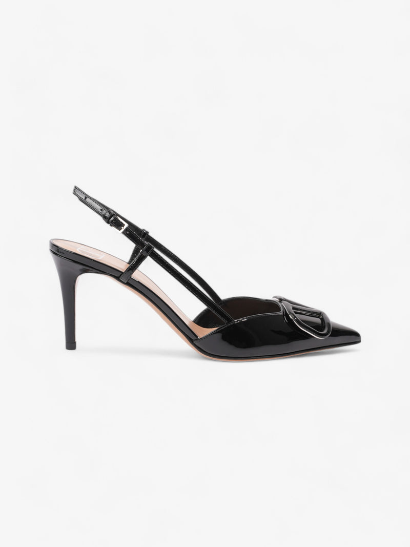  Valentino V Logo Slingbacks 80mm Black Patent Leather EU 37.5 UK 4.5