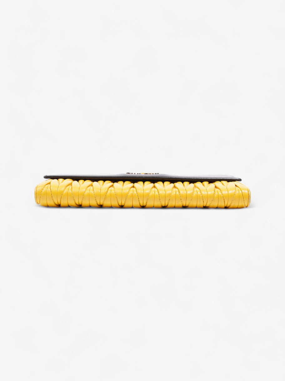 Miu Miu Wallet On Chain Black / Yellow Matelasse Leather Image 6