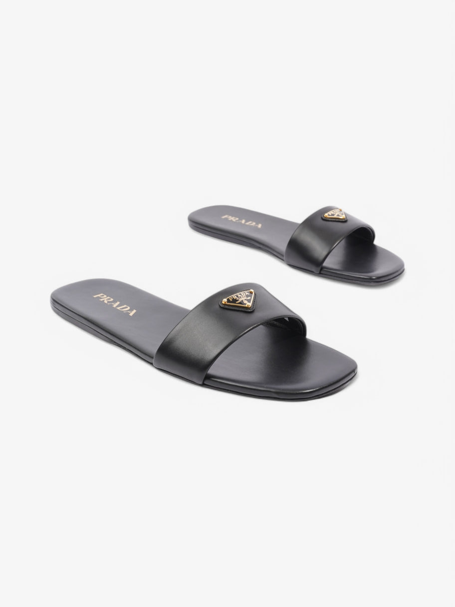 Prada Logo Slides Black Leather EU 39 UK 6 Image 2