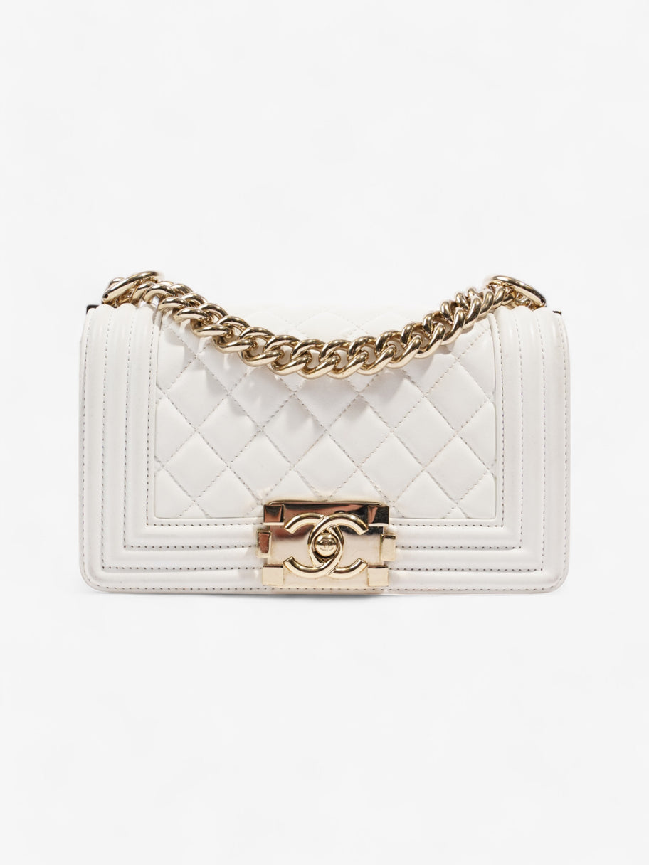 Chanel Boy Bag White Lambskin Leather Small Image 1