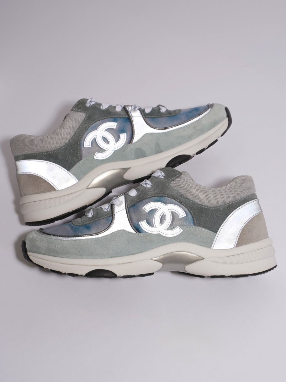 Chanel CC Logo Sneakers Blue / Grey Suede EU 40.5 UK 7.5 Image 9