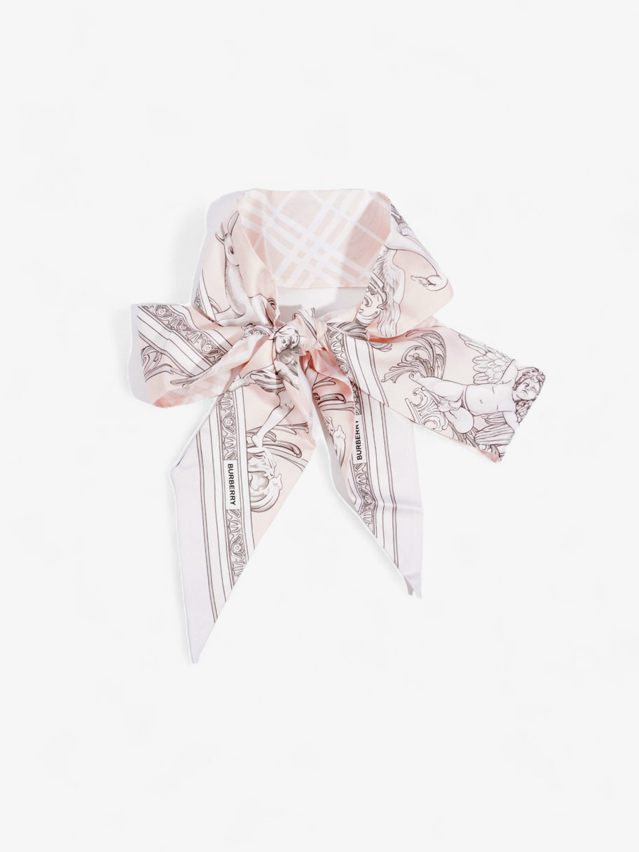 Burberry Garden Statues Skinny Scarf Alabaster Pink Silk 180cm x 8cm Image 1