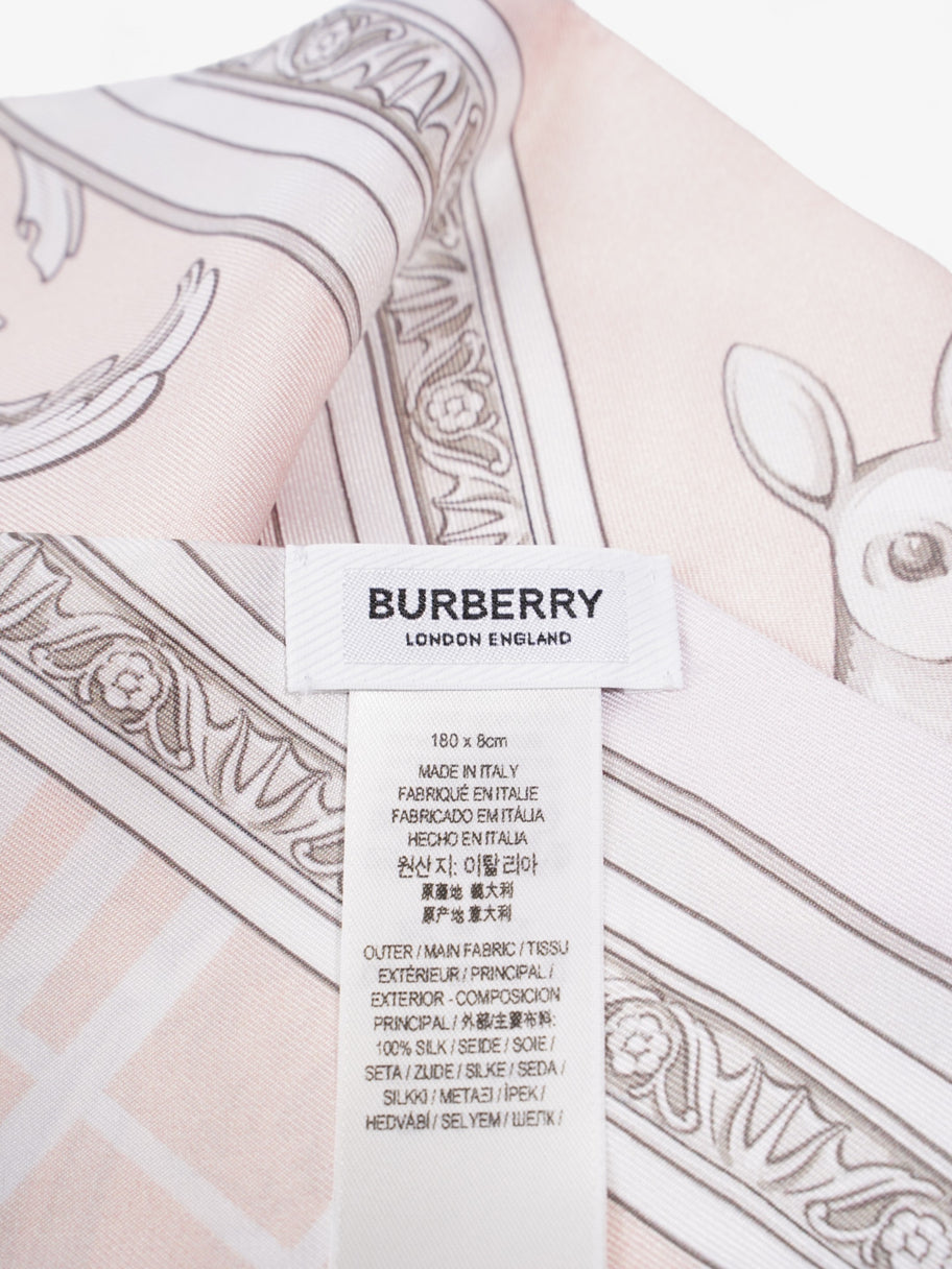 Burberry Garden Statues Skinny Scarf Alabaster Pink Silk 180cm x 8cm Image 3
