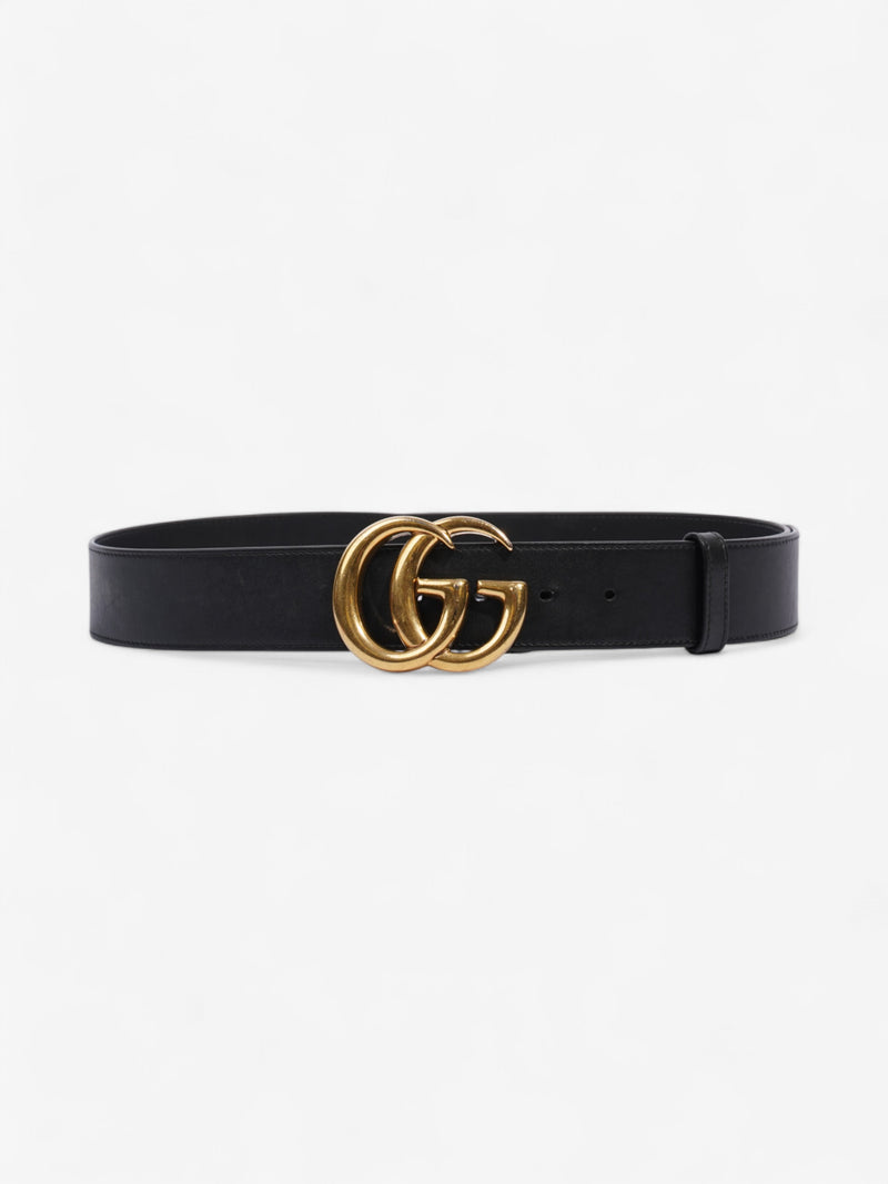  Gucci GG Marmont Wide Belt Black / Gold Leather 80cm / 32