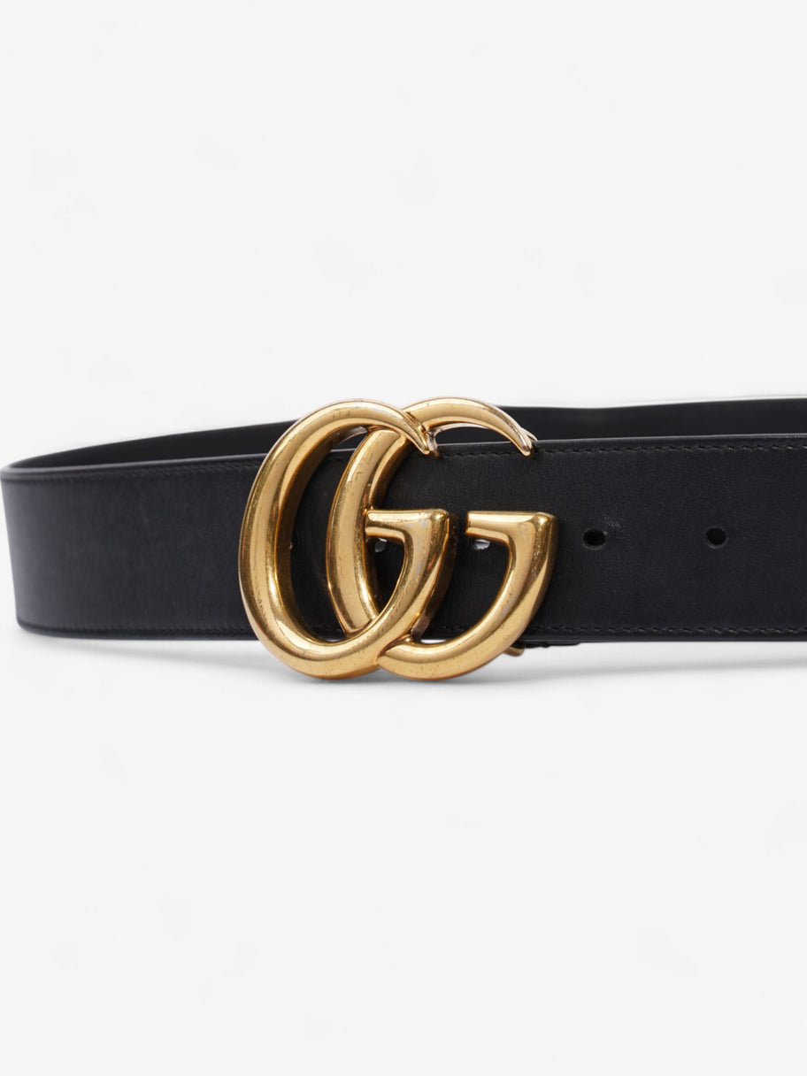 Gucci GG Marmont Wide Belt Black / Gold Leather 80cm / 32