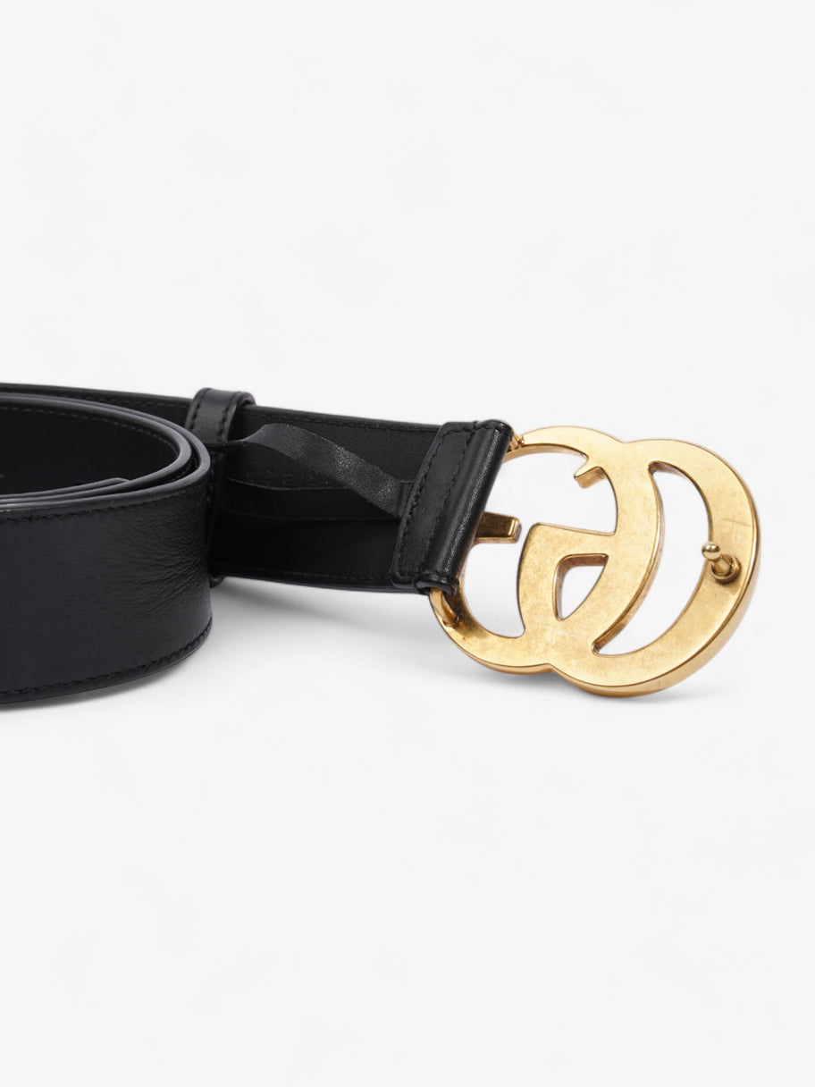 Gucci GG Marmont Wide Belt Black / Gold Leather 80cm / 32